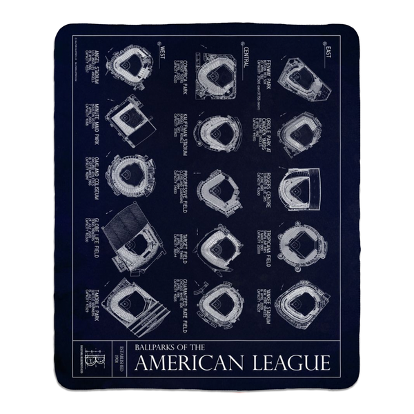 Ballparks of the American League Fleece Sherpa Blankets - Updated 2023