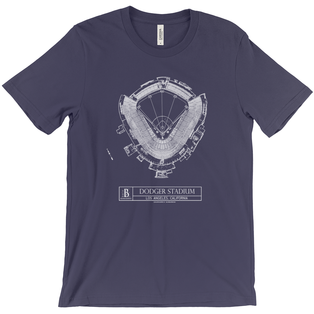 LA Dodgers - Dodger Stadium (White) Team Colors T-shirt – Ballpark  Blueprints