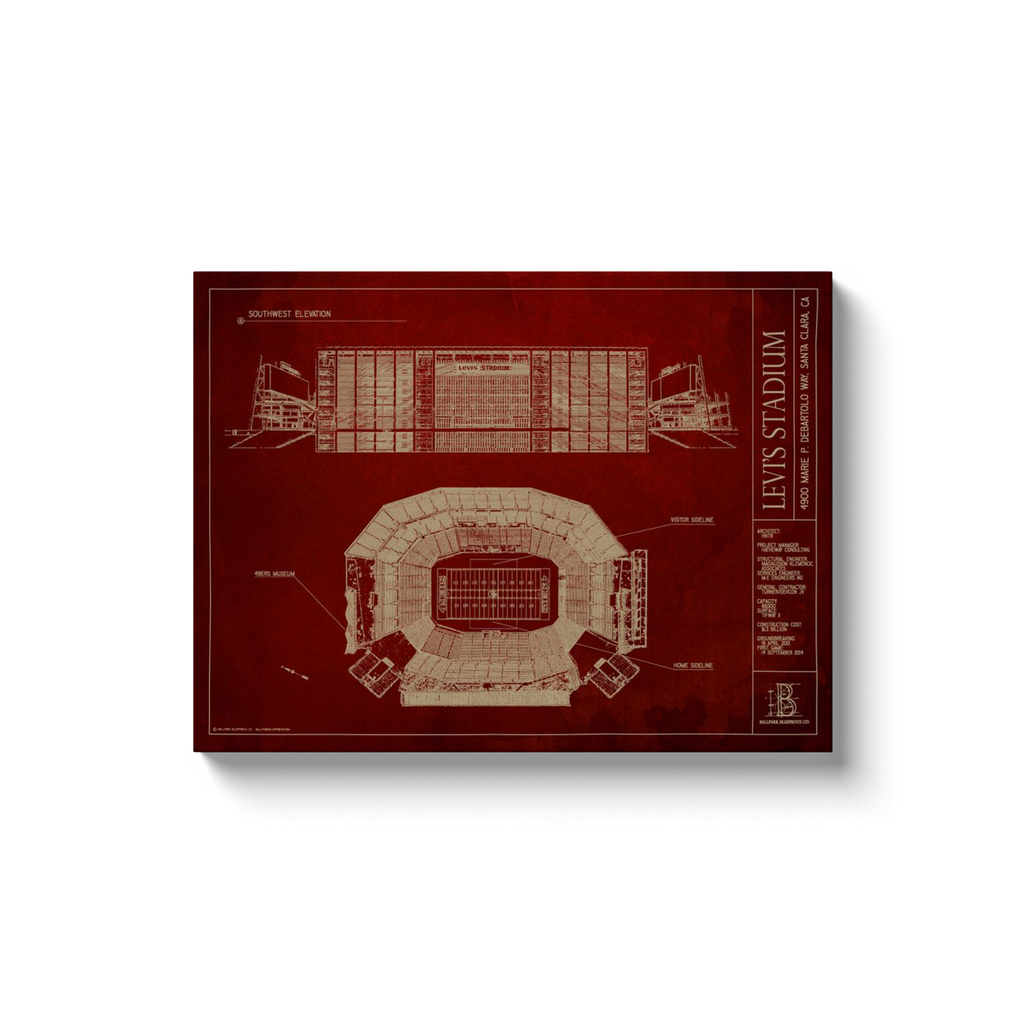 San Francisco 49ers - Levi's Stadium - Team Colors - 18x24 Canvas –  Ballpark Blueprints