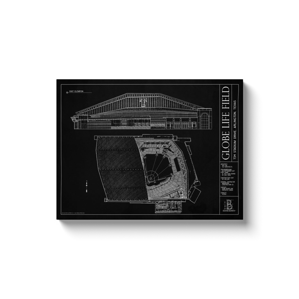 Globe Life Field 18x24 Canvas Wrap Black Ballpark Blueprints globe-life-field-18x24-canvas-wrap-black-ballpark-blueprints