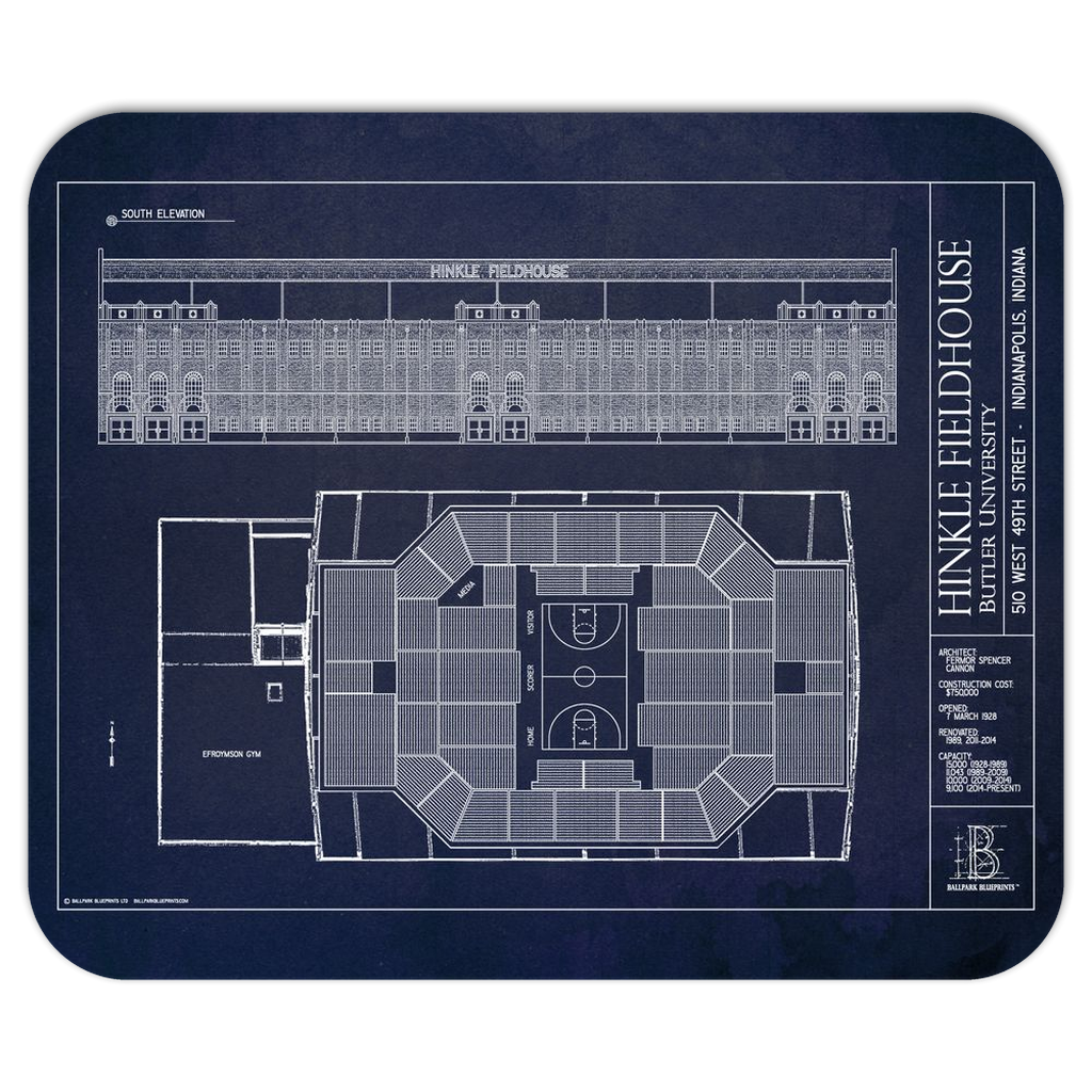 Hinkle Fieldhouse Mousepads – Ballpark Blueprints