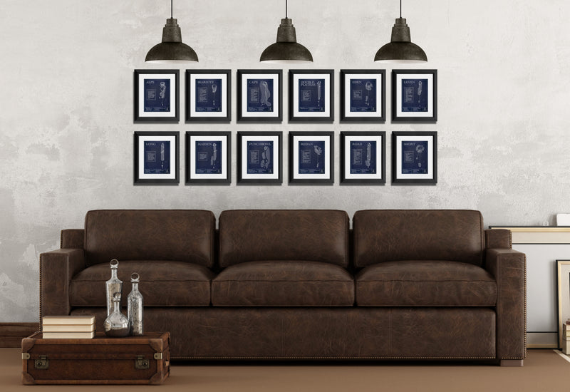 12 Template Holes 8x10" Framed Print Bundle