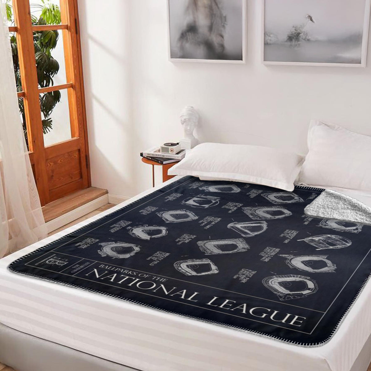 Ballparks of the National League (Updated 2025) Fleece Sherpa Blankets — lifestyle hero