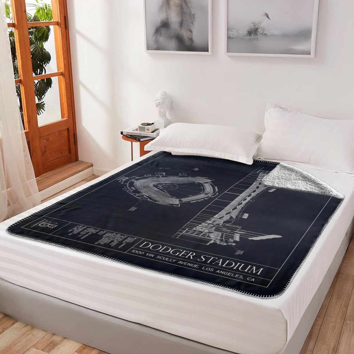 Dodger Stadium Fleece Sherpa Blankets — lifestyle hero