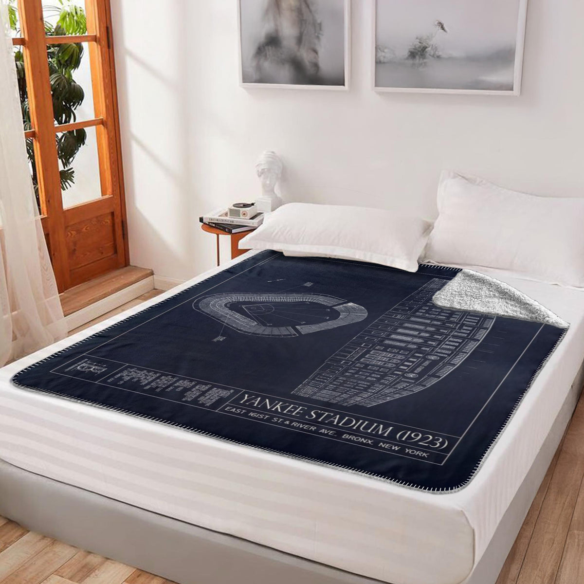Old Yankee Stadium (1923) Fleece Sherpa Blankets — lifestyle hero