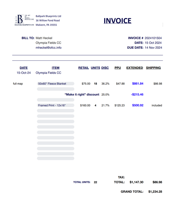 Olympia Fields - Invoice 2024101504