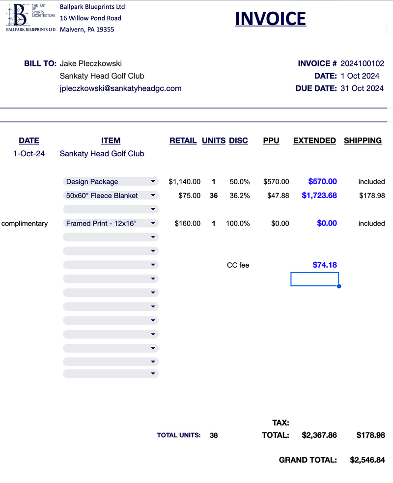 Sankaty Head invoice 2024100102