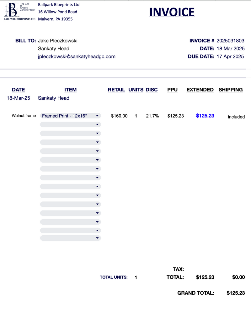 Sankaty Head invoices as of July 14, 2025