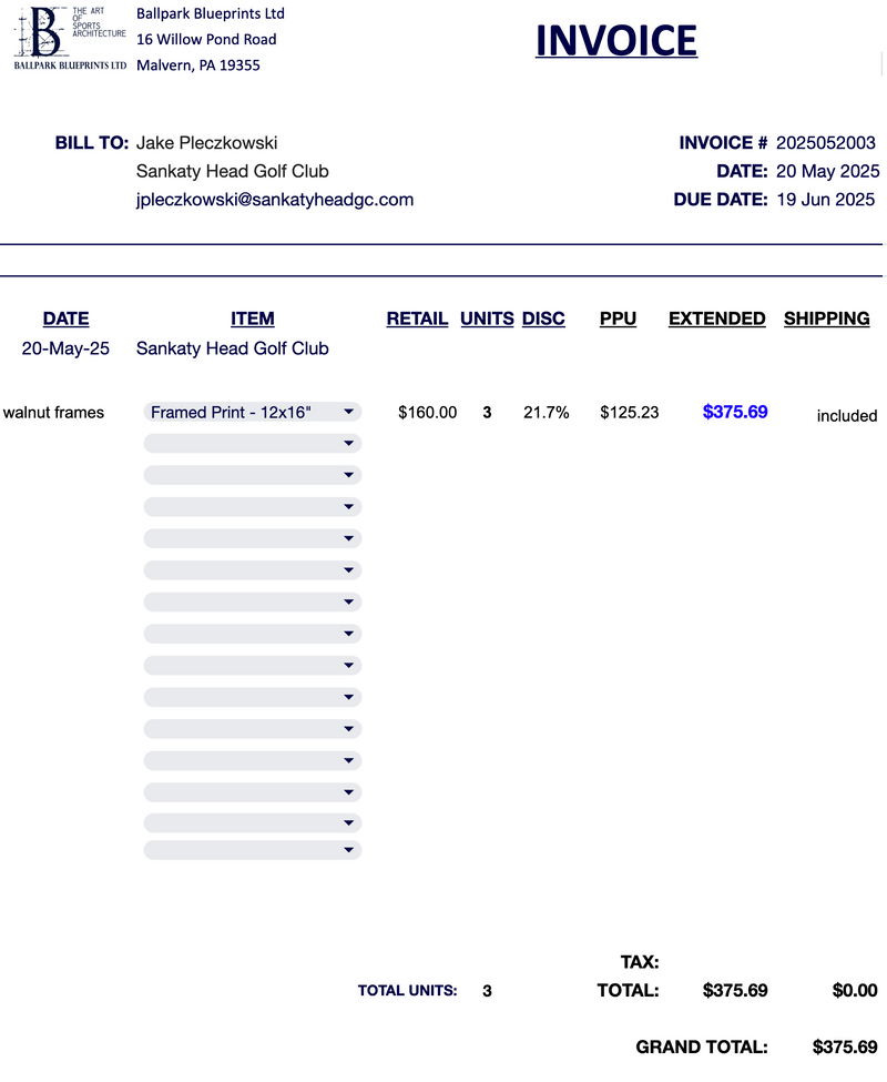 Sankaty Head invoices as of July 14, 2025