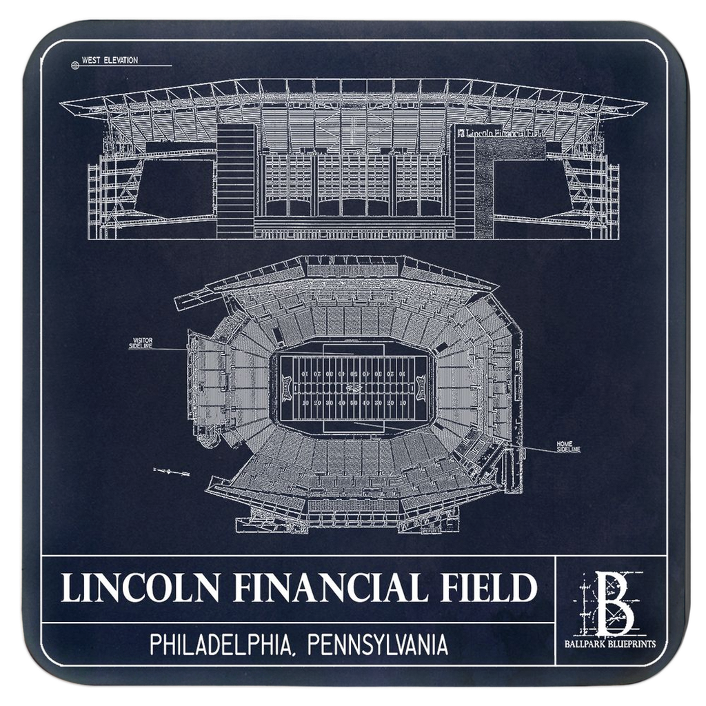 Lincoln Financial Field Coasters (Set of 4) Ballpark Blueprints