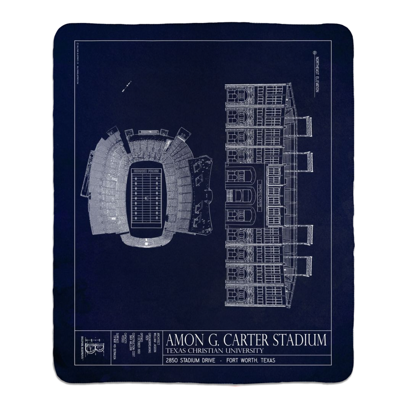 Amon Carter Stadium TCU Fleece Sherpa Blanket