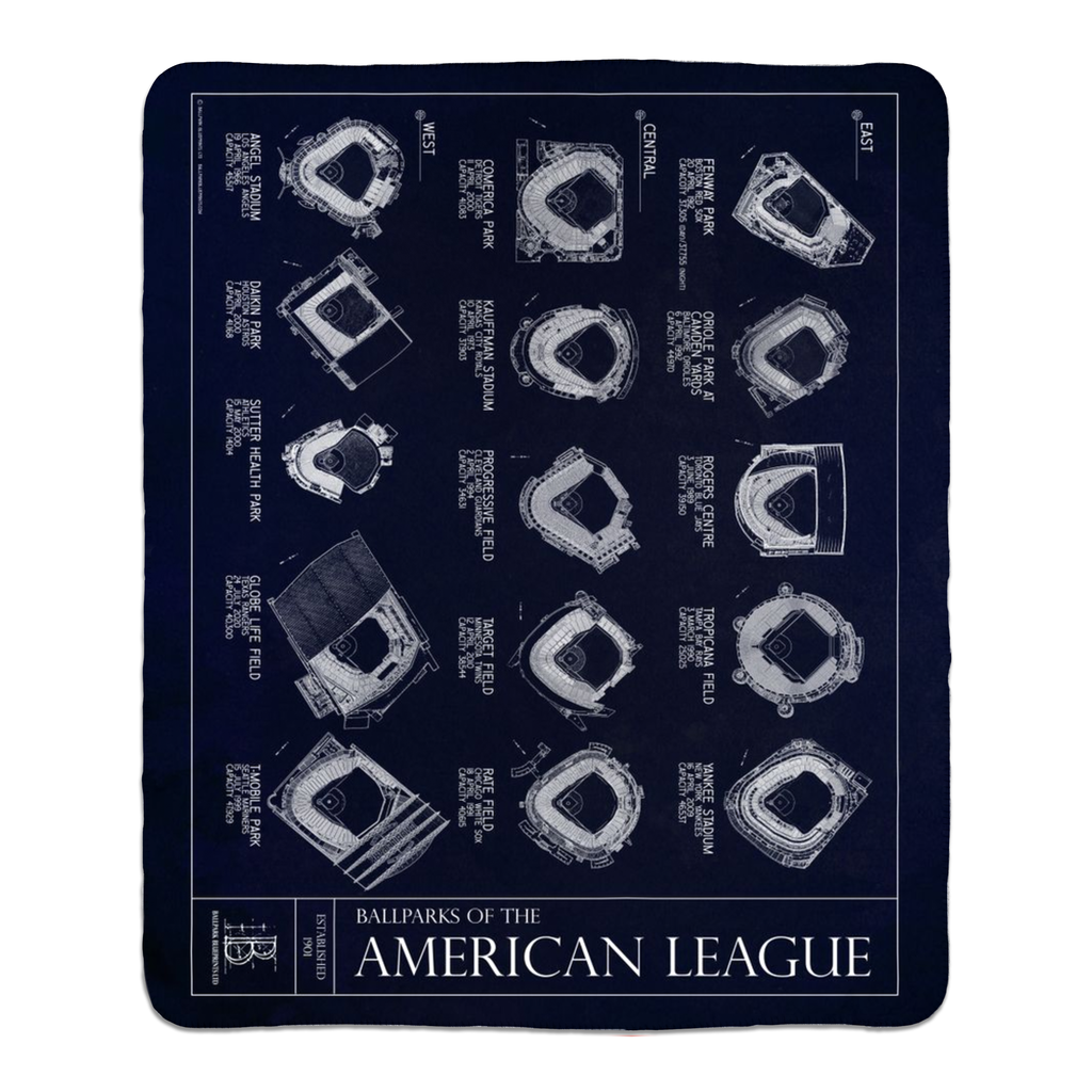  Ballparks of the American League Updated 2025 (Tropicana Field) Fleece Illustration 