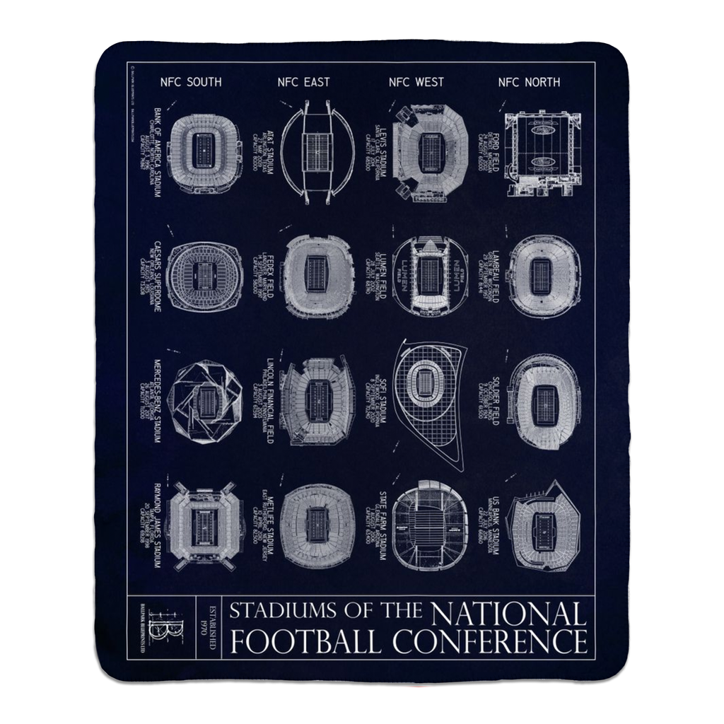 Stadiums of the NFC Fleece Sherpa Blankets Ballpark Blueprints