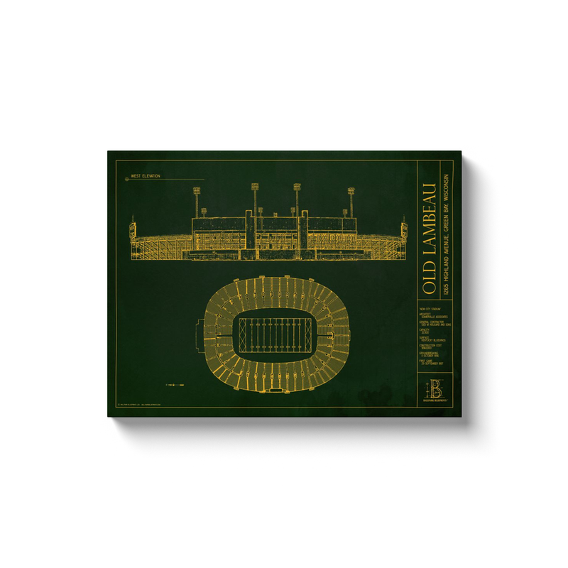 GREEN BAY PACKERS - OLD LAMBEAU - TEAM COLORS - 18X24" CANVAS