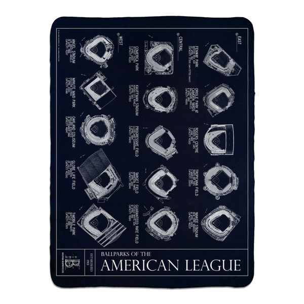 Ballparks of the American League Fleece Sherpa Blankets - Updated 2023