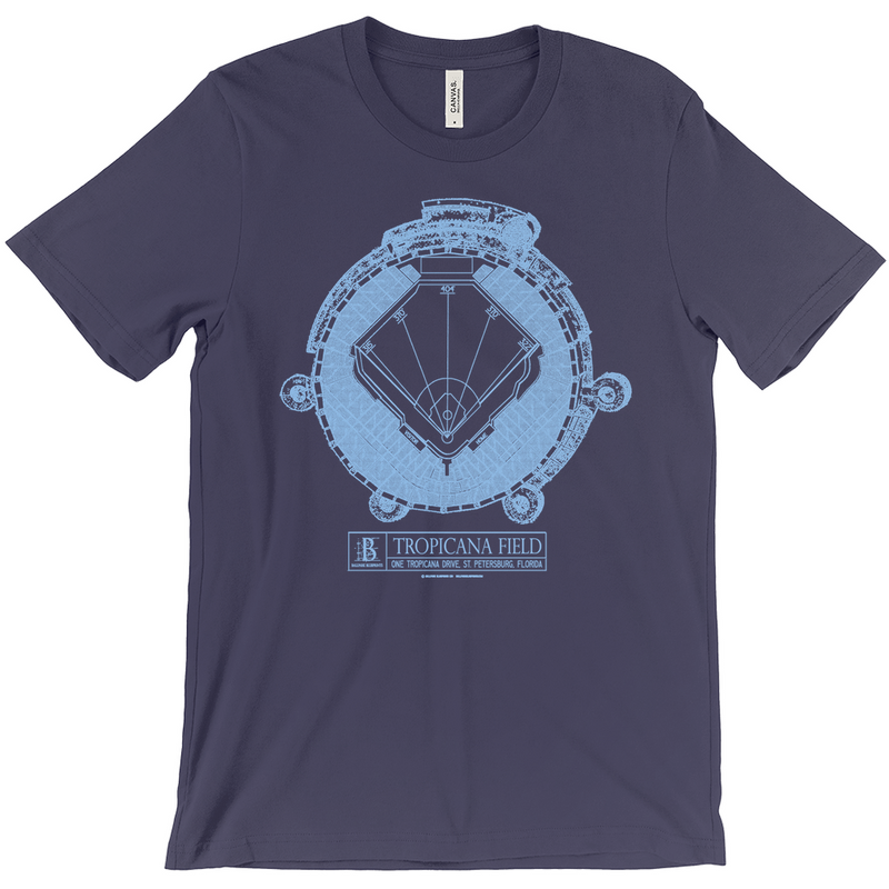 Tampa Bay Rays - Tropicana Field Blueprints Team Ballpark – (Navy) T-shirt Colors