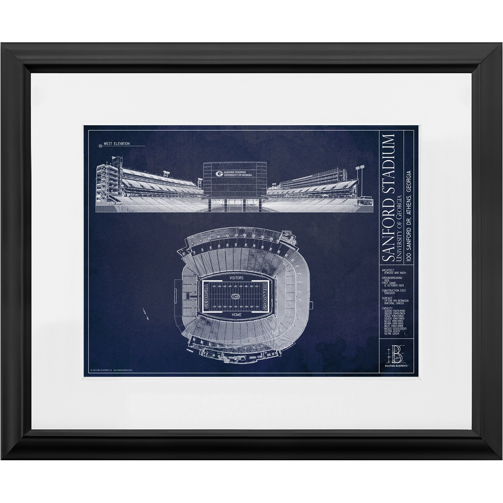 Sanford Stadium Blueprint Style Poster - Georgia Bulldogs – Ballpark ...