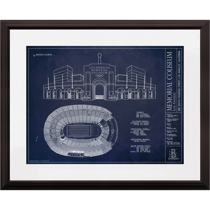 Los Angeles Memorial Coliseum Blueprint Style Poster – Ballpark Blueprints