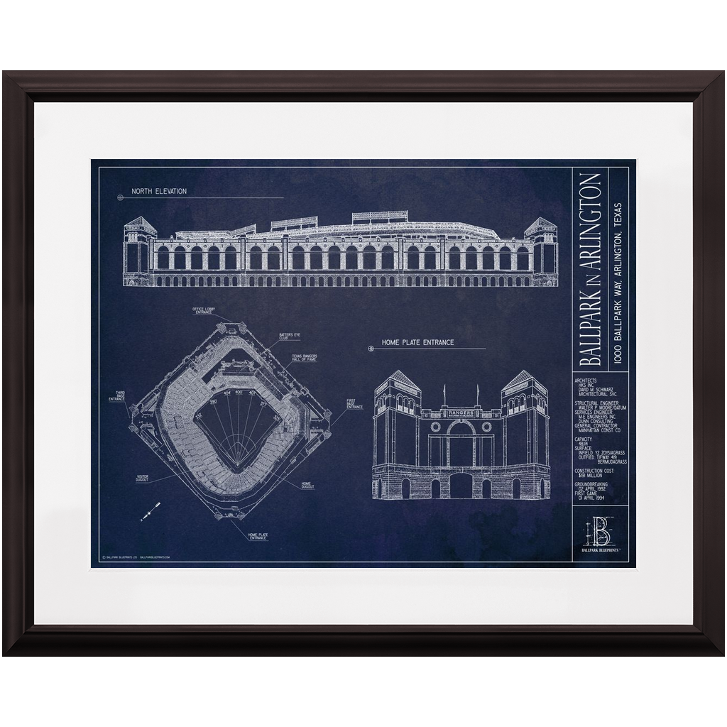 Ballpark in Arlington  Texas Rangers Fan Gifts – Ballpark Blueprints