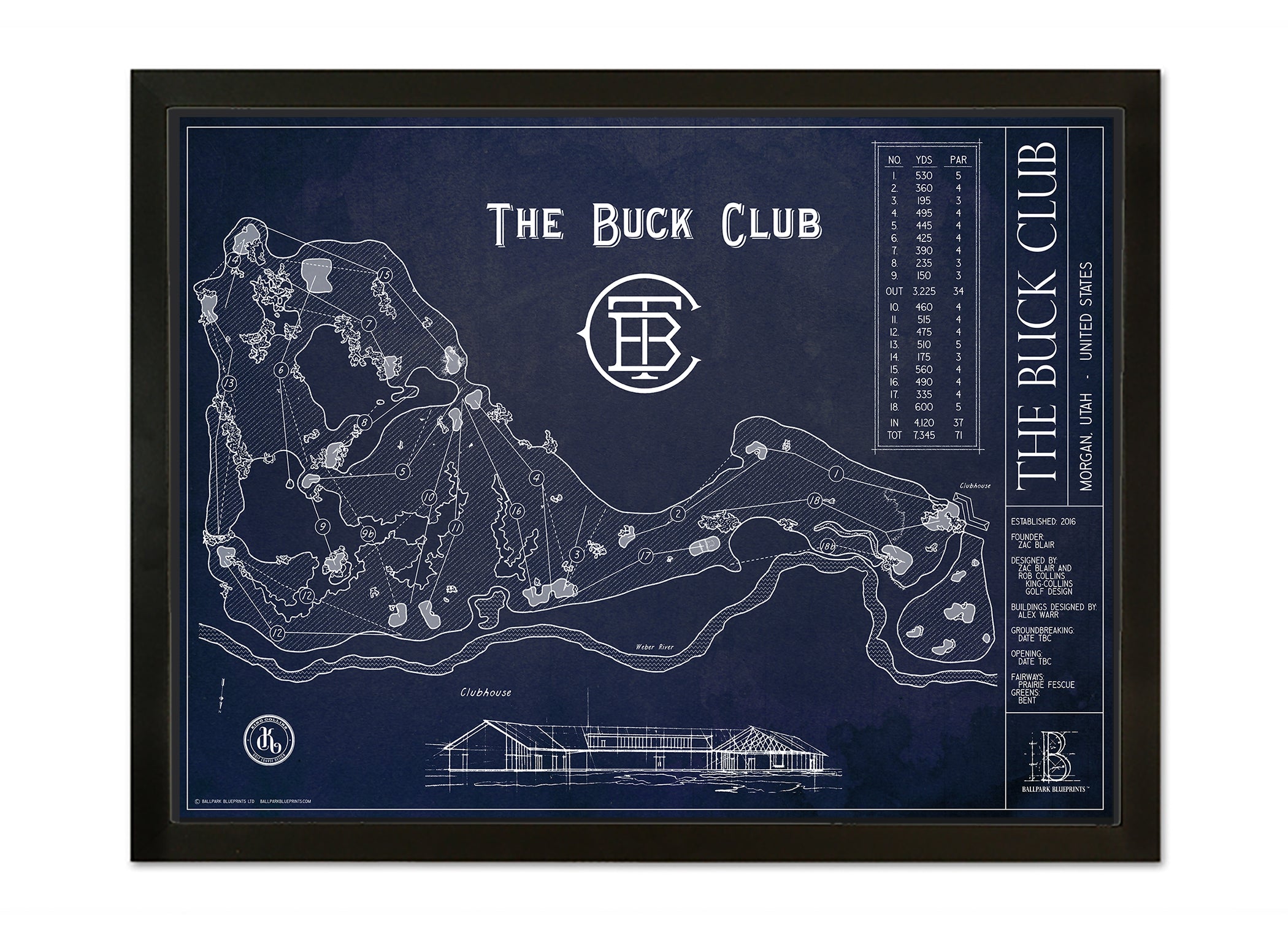 The Buck Club Blueprint Style Poster Ballpark Blueprints