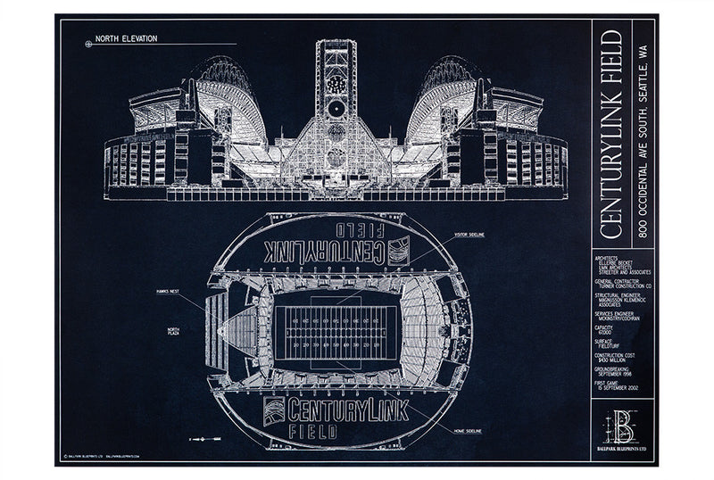 A perfect gift for dad, the unframed blueprint of Centurylong Filed is a must-have for any Seattle Seahawks fan. 