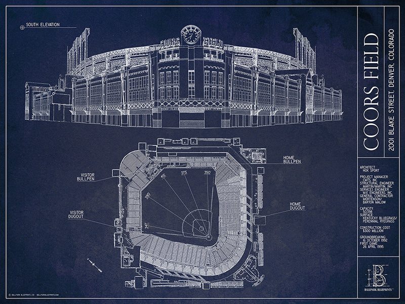 Coors Field Baseball Stadium Print, Colorado Rockies Baseball