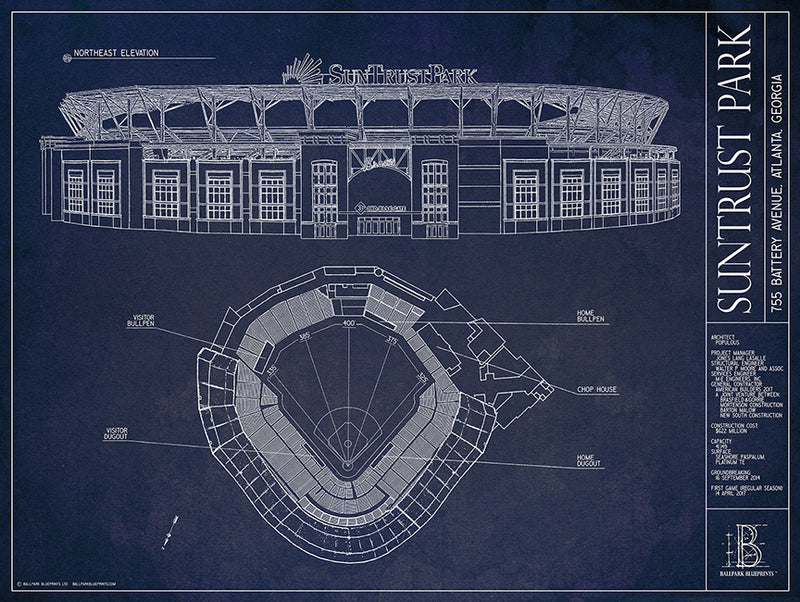 Atlanta Braves Truist Park Stadium Ballpark Blueprint Baseball 