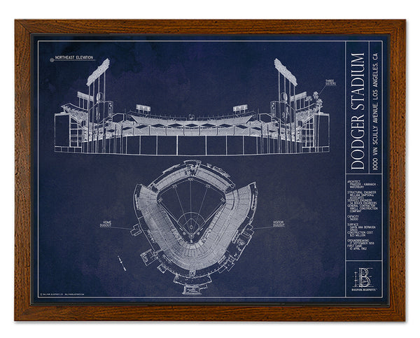 SALE - Dodger Stadium - Small Framed Canvas (Walnut)