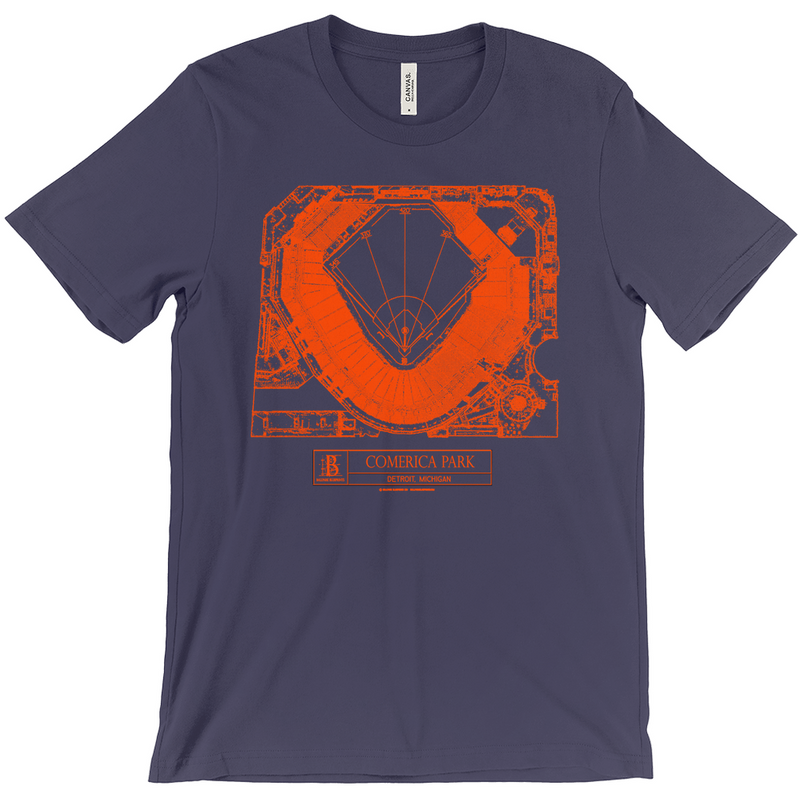 Detroit Tigers - Comerica Park (Navy) Team Colors T-Shirt