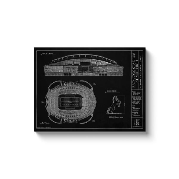 Broncos Stadium 18x24" Canvas Wrap - Black