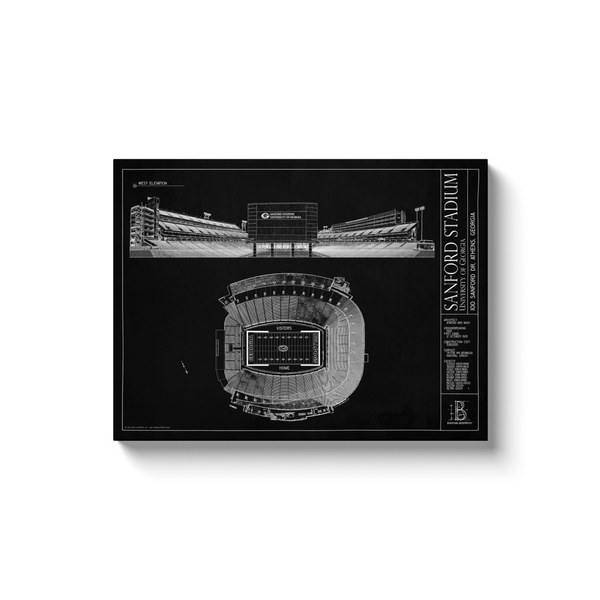 Sanford Stadium (University of Georgia) 18x24" Canvas Wrap - Black