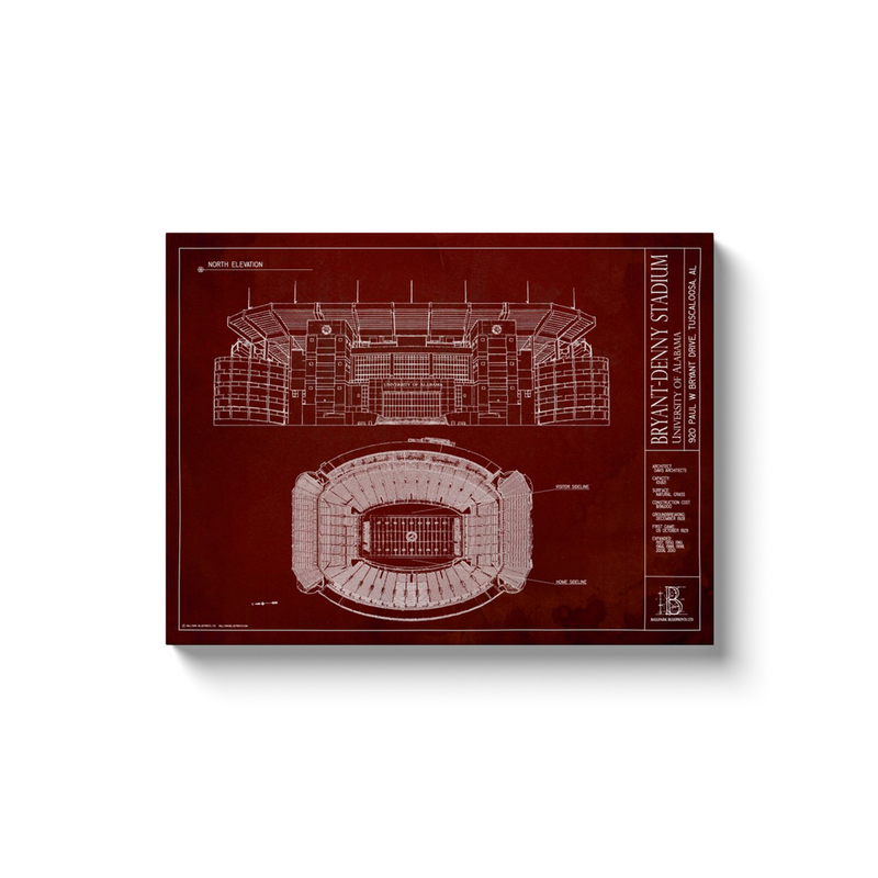 Alabama Crimson Tide - Bryant-Denny Stadium - Team Colors - 18x24" Canvas