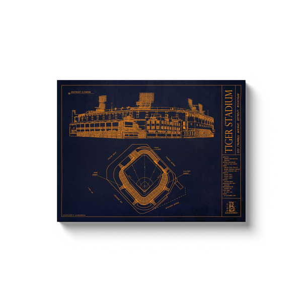 Detroit Tigers - Old Tiger Stadium - Team Colors - 18x24" Canvas