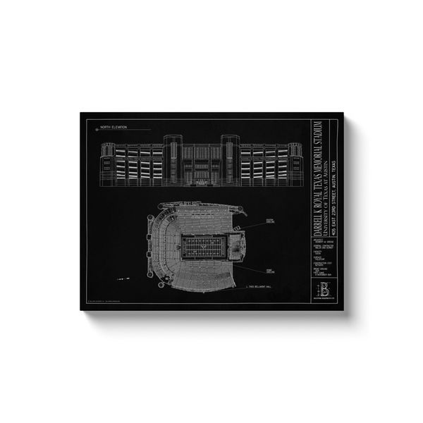 DKR-Texas Memorial Stadium 18x24" Canvas Wrap - Black