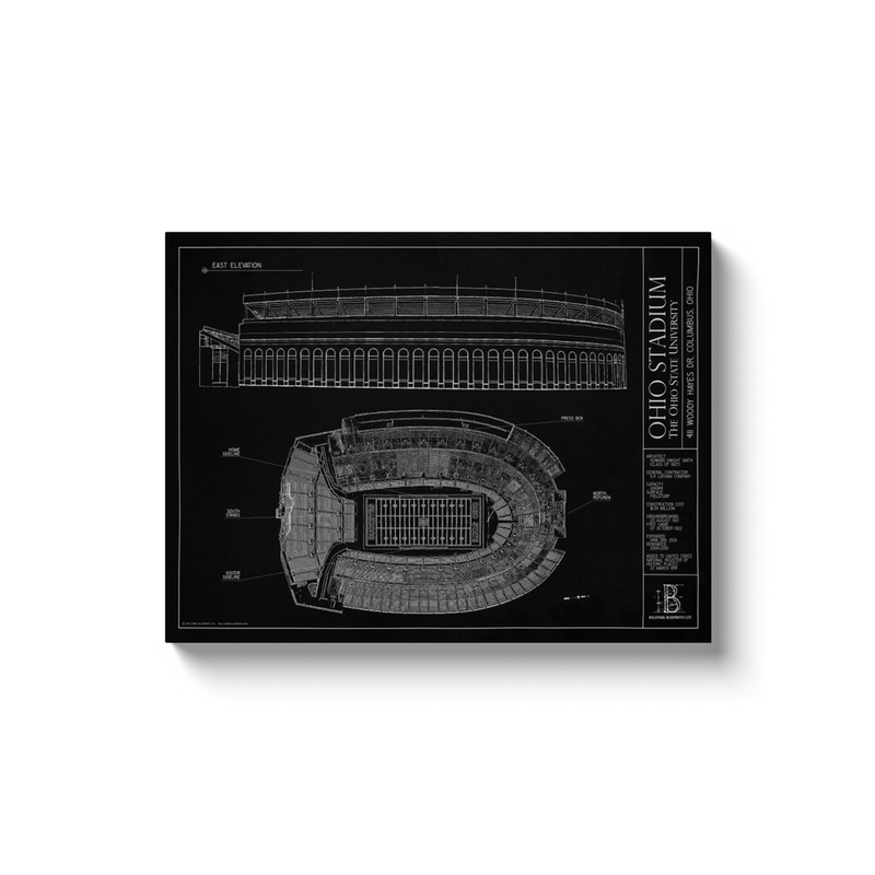 Ohio Stadium (Ohio State University) 18x24" Canvas Wrap - Black