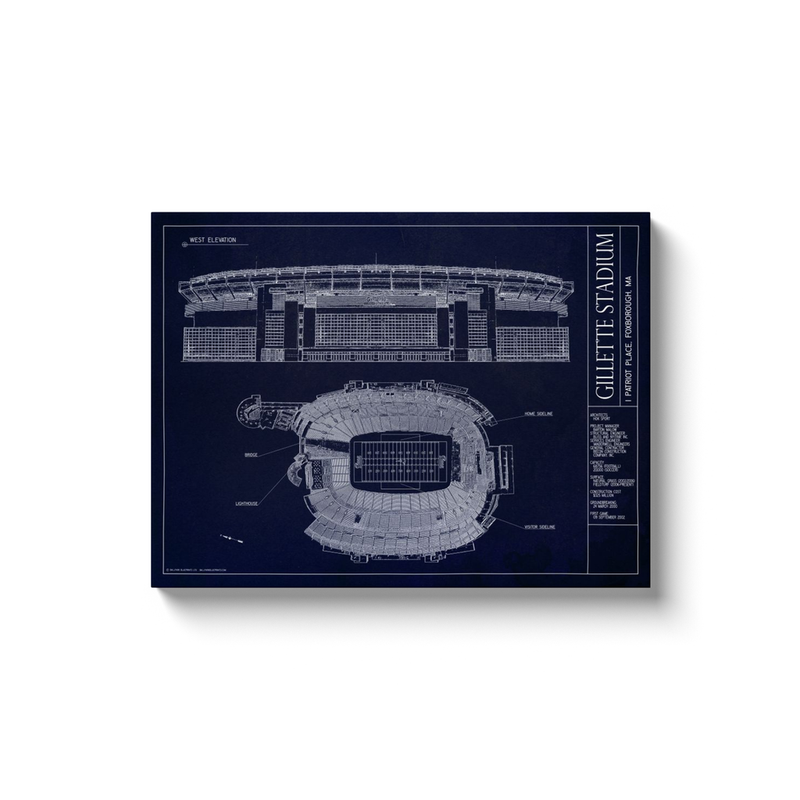 New England Patriots - Gillette Stadium - Team Colors - 18x24" Canvas