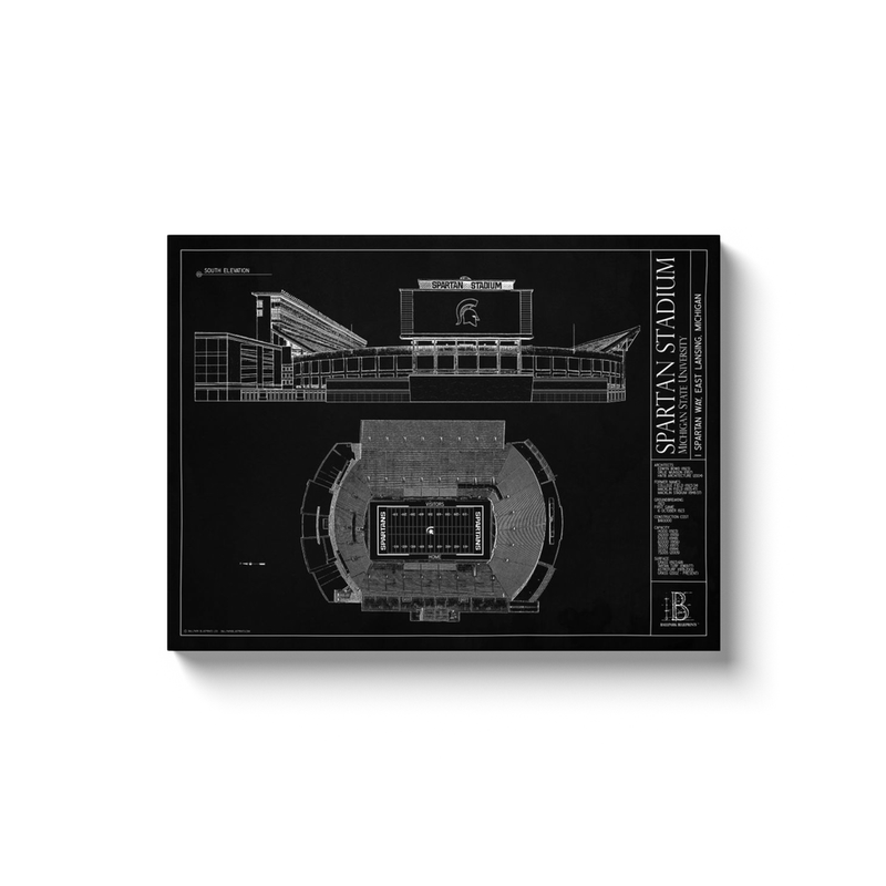 Spartan Stadium (Michigan State) 18x24" Canvas Wrap - Black