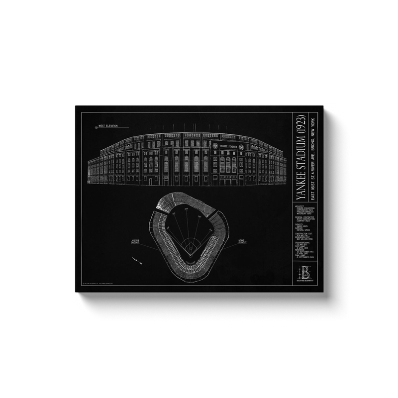 Old Yankee Stadium (1923) 18x24" Canvas Wrap - Black