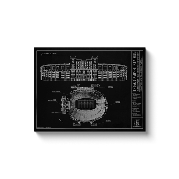 Doak Campbell Stadium (Florida State University) 18x24" Canvas Wrap - Black