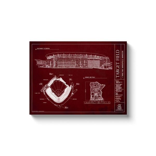 Minnesota Twins - Target Field - Team Colors - 18x24" Canvas