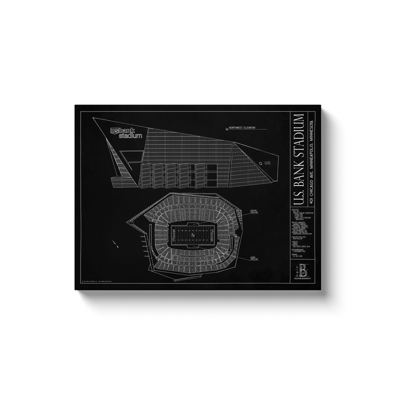 US Bank Stadium 18x24" Canvas Wrap - Black