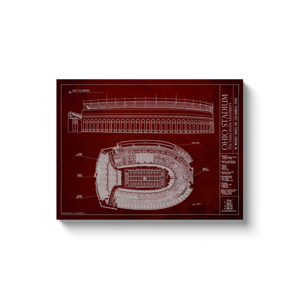 Ohio State Buckeyes - Ohio Stadium - Team Colors - 18x24" Canvas