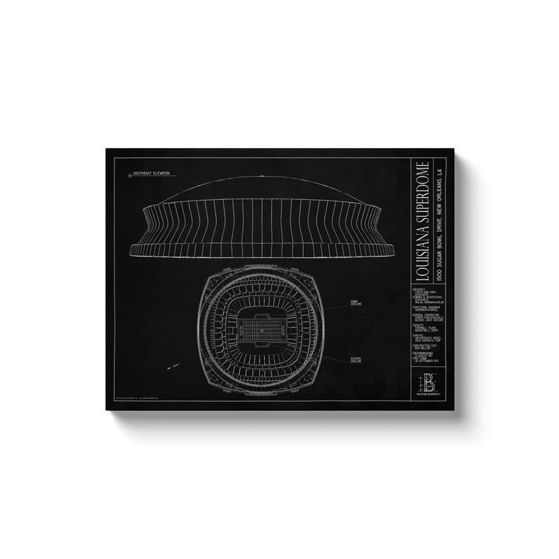Superdome 18x24" Canvas Wrap - Black