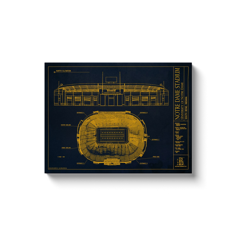 Notre Dame Fighting Irish - Notre Dame Stadium - Team Colors - 18x24" Canvas